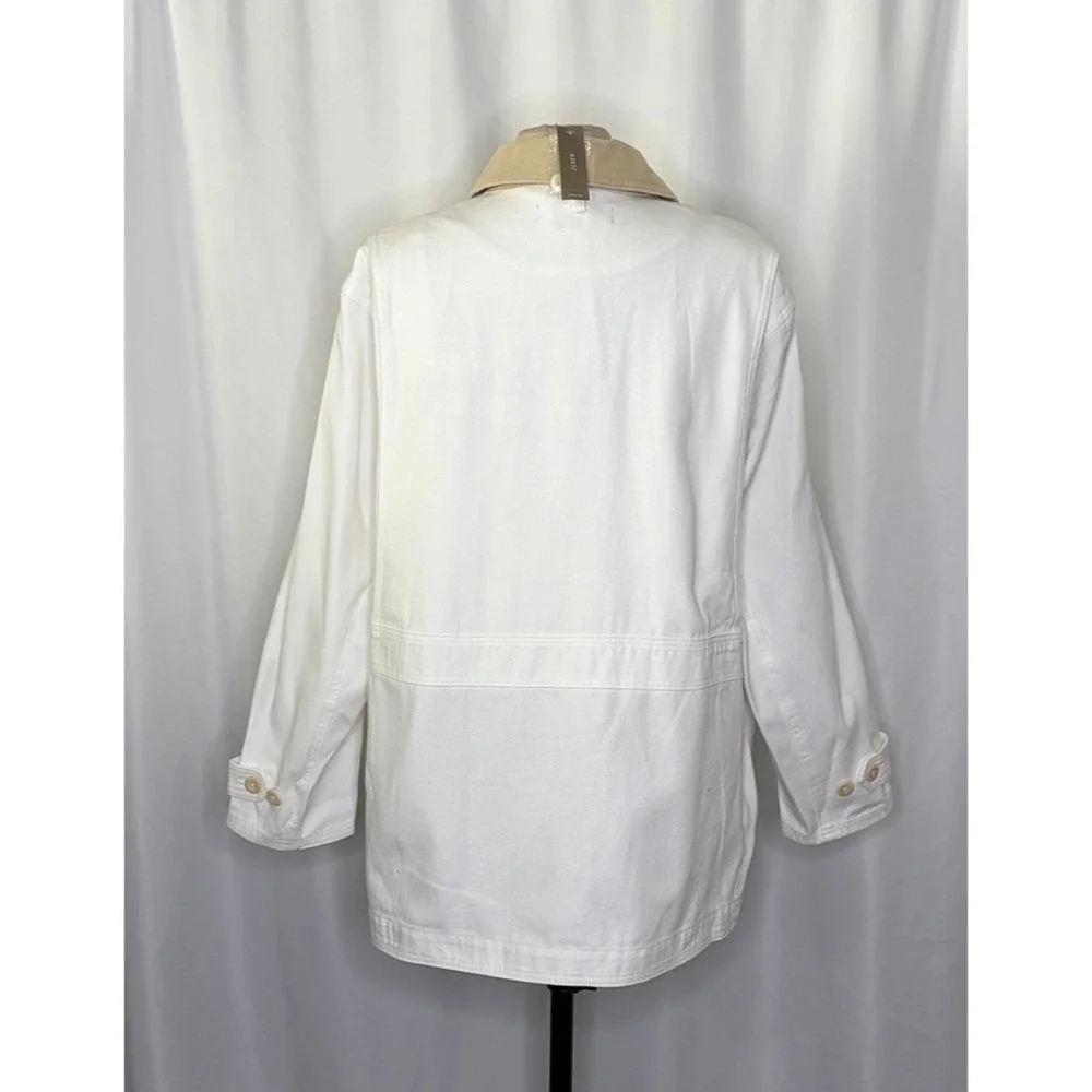 NWT!! J. CREW Barn Jacket Canvas Ivory Corduroy Collar Pockets Outdoors‎ X-Large